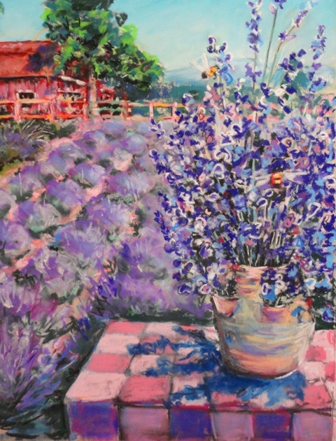 Lavender at Lida's Barn, with Mary's pot